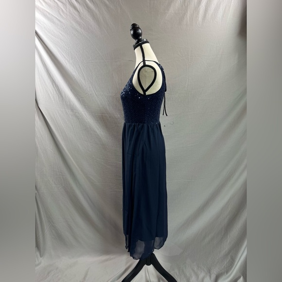 Chiffon Sequin Cami Dress Navy Blue* - Picture 8 of 9